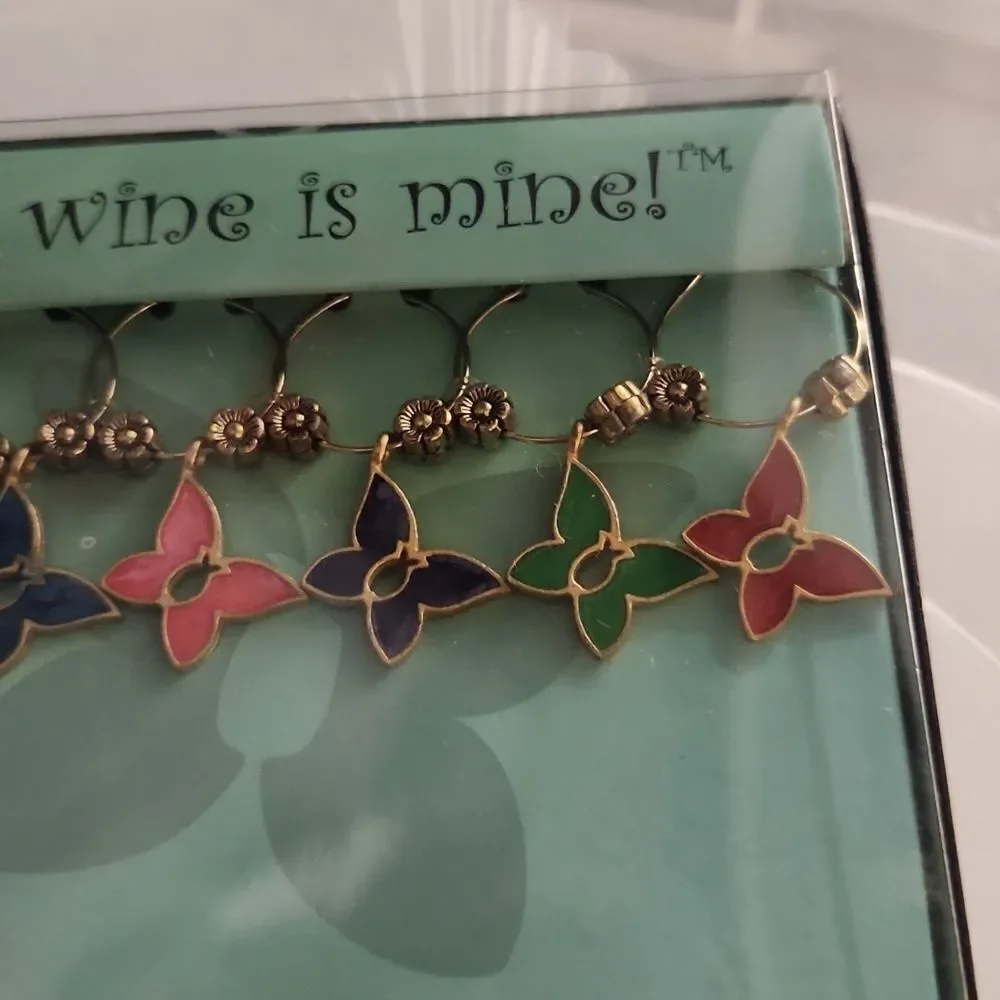 Kapalua Butterfly Logo That Wine is Mine Wine Charms NIB